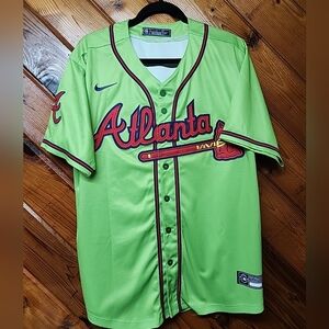 Vintage Atlanta Braves Baseball Lime Green Color  Jersey